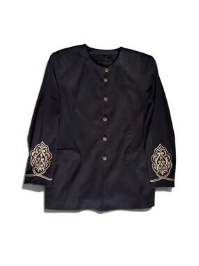 Lord & Taylor Vintage Black Gold Embroidered Blazer Jacket Women’s
